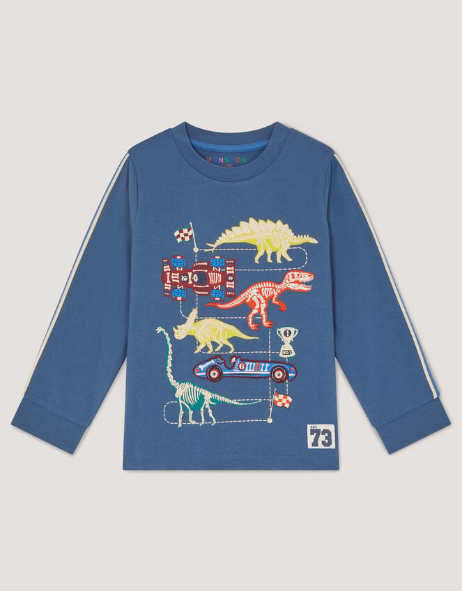 Dinosaur Graphic Long Sleeve T-Shirt, Blue (BLUE), large