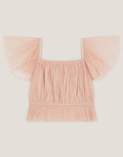 Olene Pleat Tulle Top, Pink (PALE PINK), large