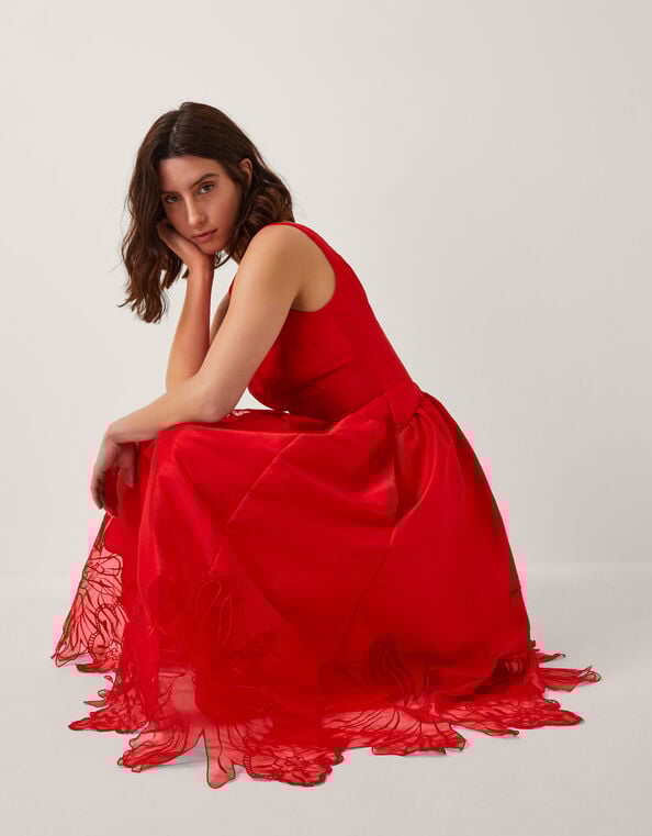 Frida Cutwork Midi Dress, Red (RED), large