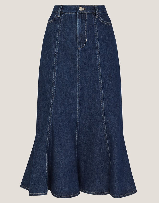 Fran Seam Denim Maxi Skirt, Blue (INDIGO), large