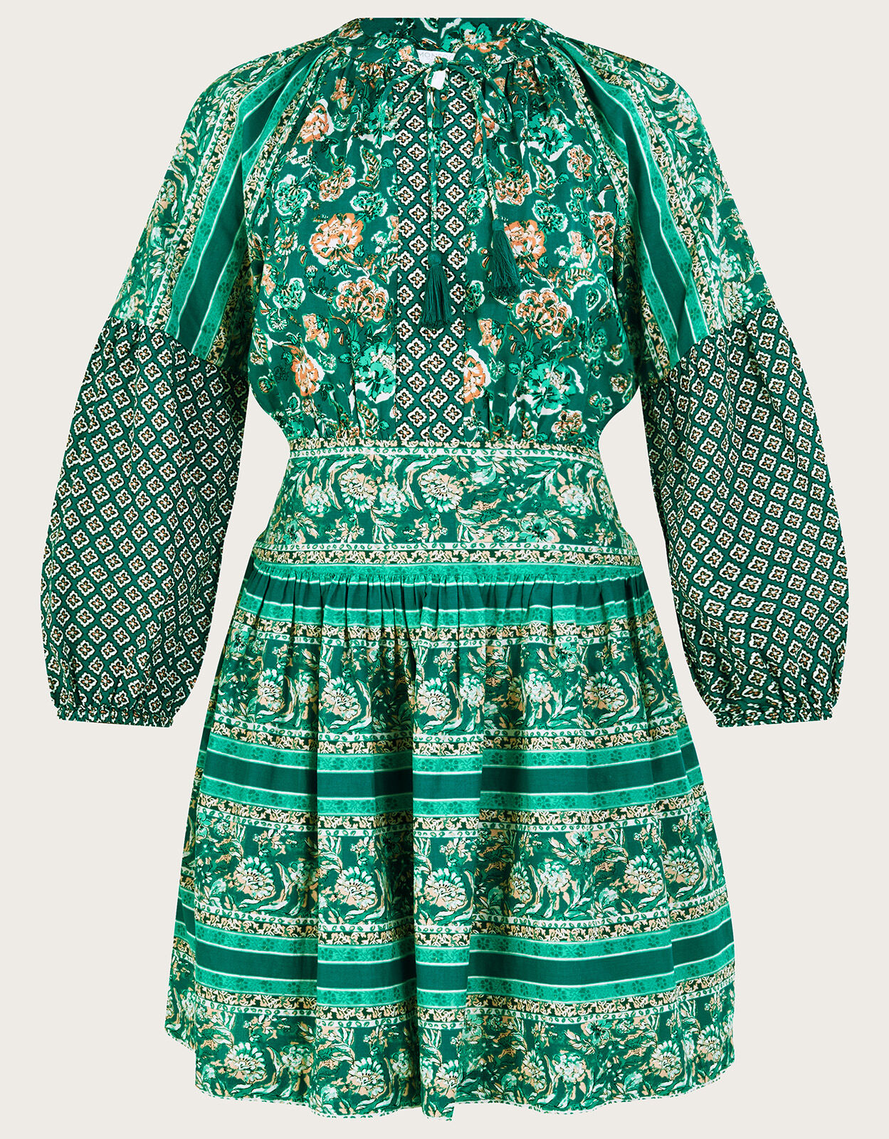 Floral Print Tiered Short Dress in LENZING ECOVERO Green