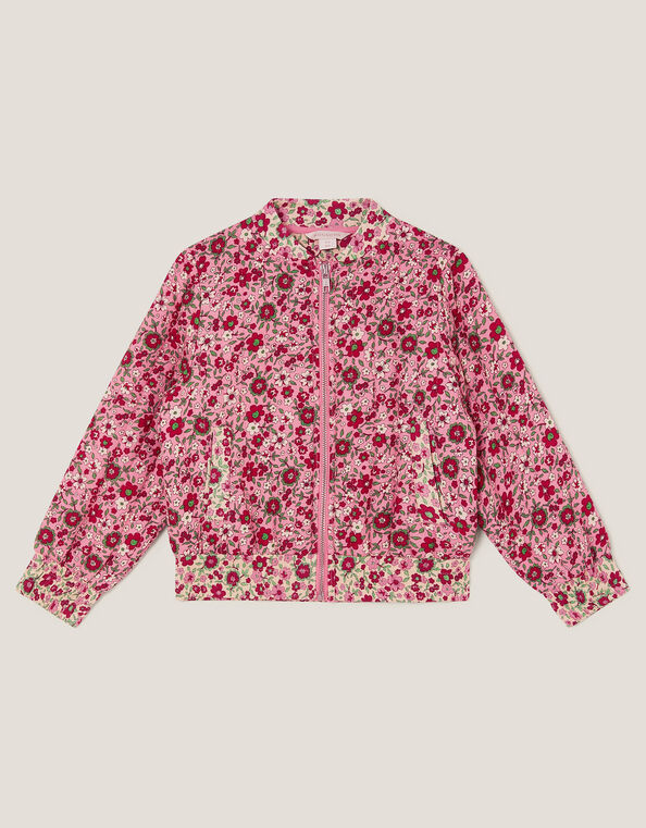 Floral Print Bomber Jacket, Pink (PINK), large