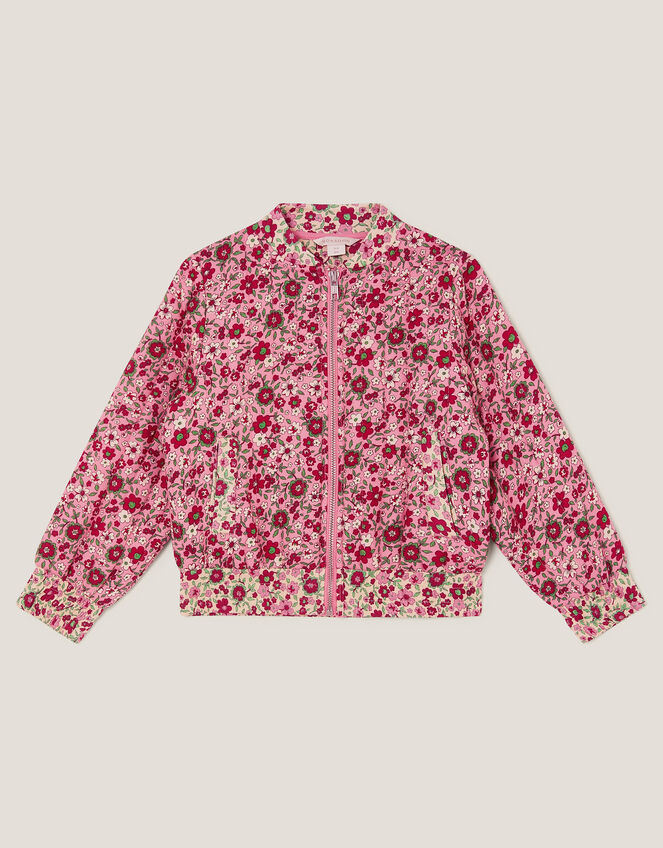 Floral Print Bomber Jacket, Pink (PINK), large