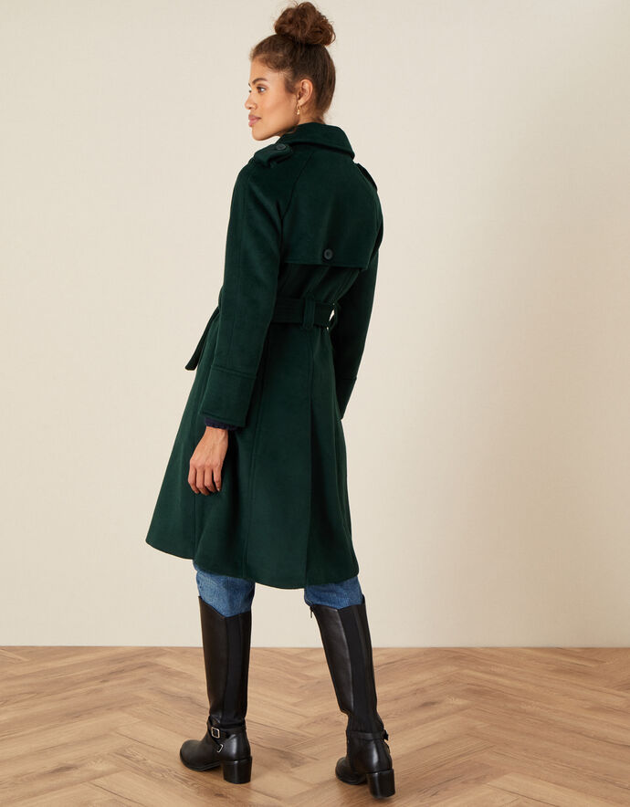 Wren Trench Coat in Wool Blend Teal Women's Coats Monsoon Global.