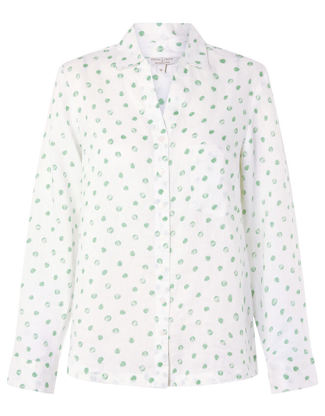 Patsy Spot Shirt in Pure Linen, Ivory (IVORY), large