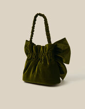 Ciri Bow Velvet Pouch Bag, , large