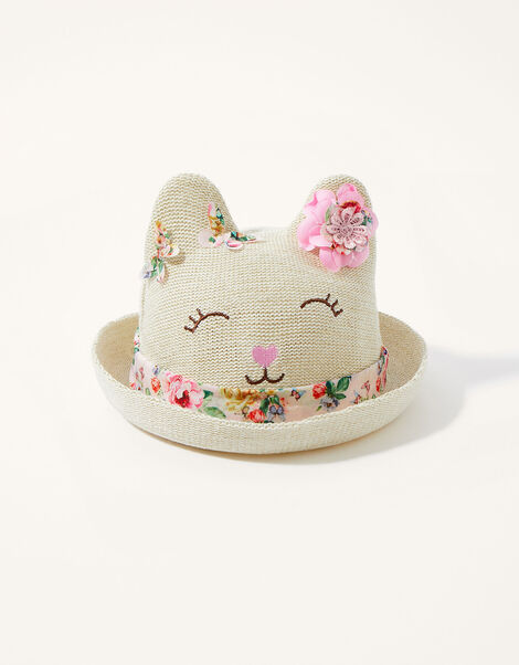 Baby Pom-Pom Bunny Bowler Hat Natural, Natural (NATURAL), large