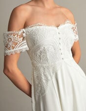 Maddie Off-Shoulder Wedding Dress, Ivory (IVORY), large