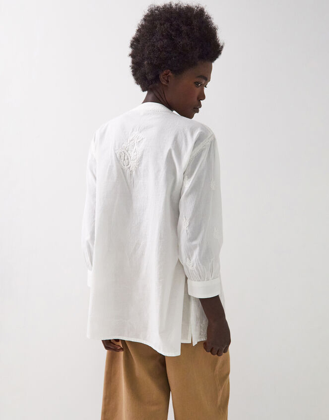 East Donnie Smocked Embroidered Top, White (WHITE), large