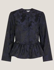 Jayda Floral Jacquard Jacket, Blue (NAVY), large