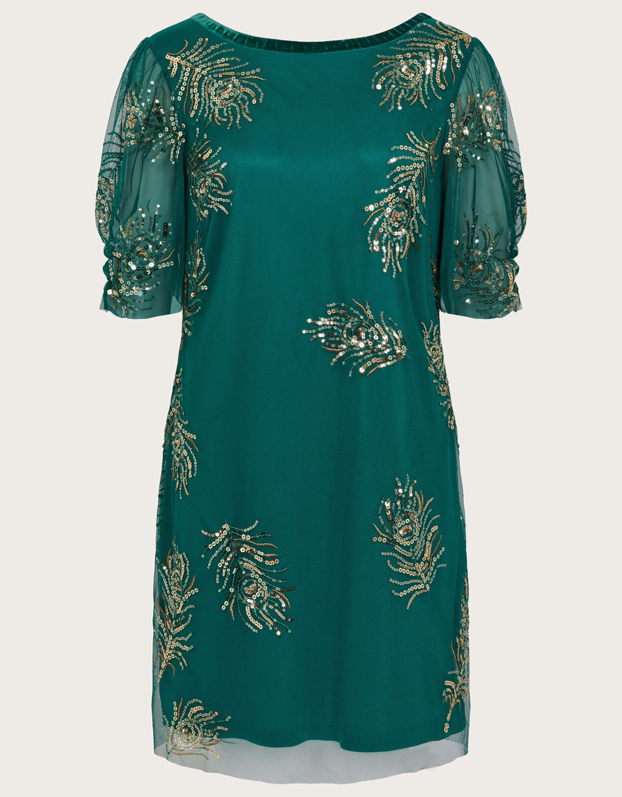 Alyson Embellished Feather Dress Green Occasionwear Monsoon ROI