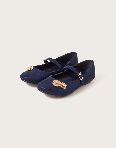 Jasmine Filigree Flower Ballerina Flats Blue, Blue (NAVY), large