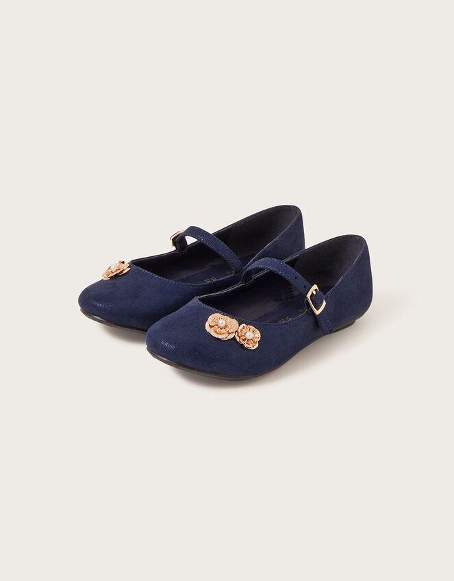 Jasmine Filigree Flower Ballerina Flats, Blue (NAVY), large