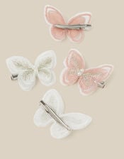 4-Pack Embellished Butterfly Hair Clips, Pink (PINK), large