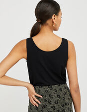 Bea Jersey Cami Top with Beaded Straps, Black (BLACK), large
