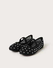 Diamante Mesh Ballet Flats, Black (BLACK), large