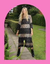 Crās Elina Leopard Print Lace Midi Dress, Leopard (LEOPARD), large
