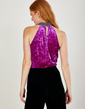 Tanya Glitter Trim Velvet Top, Purple (PURPLE), large