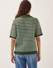 Cally Stripe Collar Jumper, Green (KHAKI), large