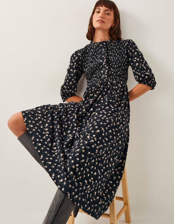 Orielle Print Jersey Midi Dress, Black (BLACK), large