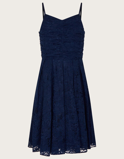 Maya Lace Strappy Short Prom Dress Blue, Blue (NAVY), large