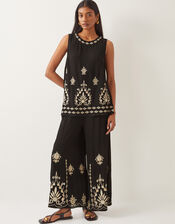 Saffron Embroidered Tank Top, Black (BLACK), large