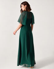 Mona Angel Sleeve Maxi Dress, Green (DARK GREEN), large