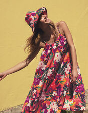 Alaska Printed Dress in Organic Cotton, Orange (ORANGE), large