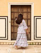 India & Mills Florence Floral Stripe Maxi Dress, Blue (BLUE), large
