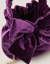 Bow Velvet Pouch Bag, , large