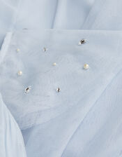 Theodora Tulle Diamante Sleeve Dress, Blue (BLUE), large