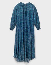 East Bridget Printed Satin Midi Dress, Teal (TEAL), large