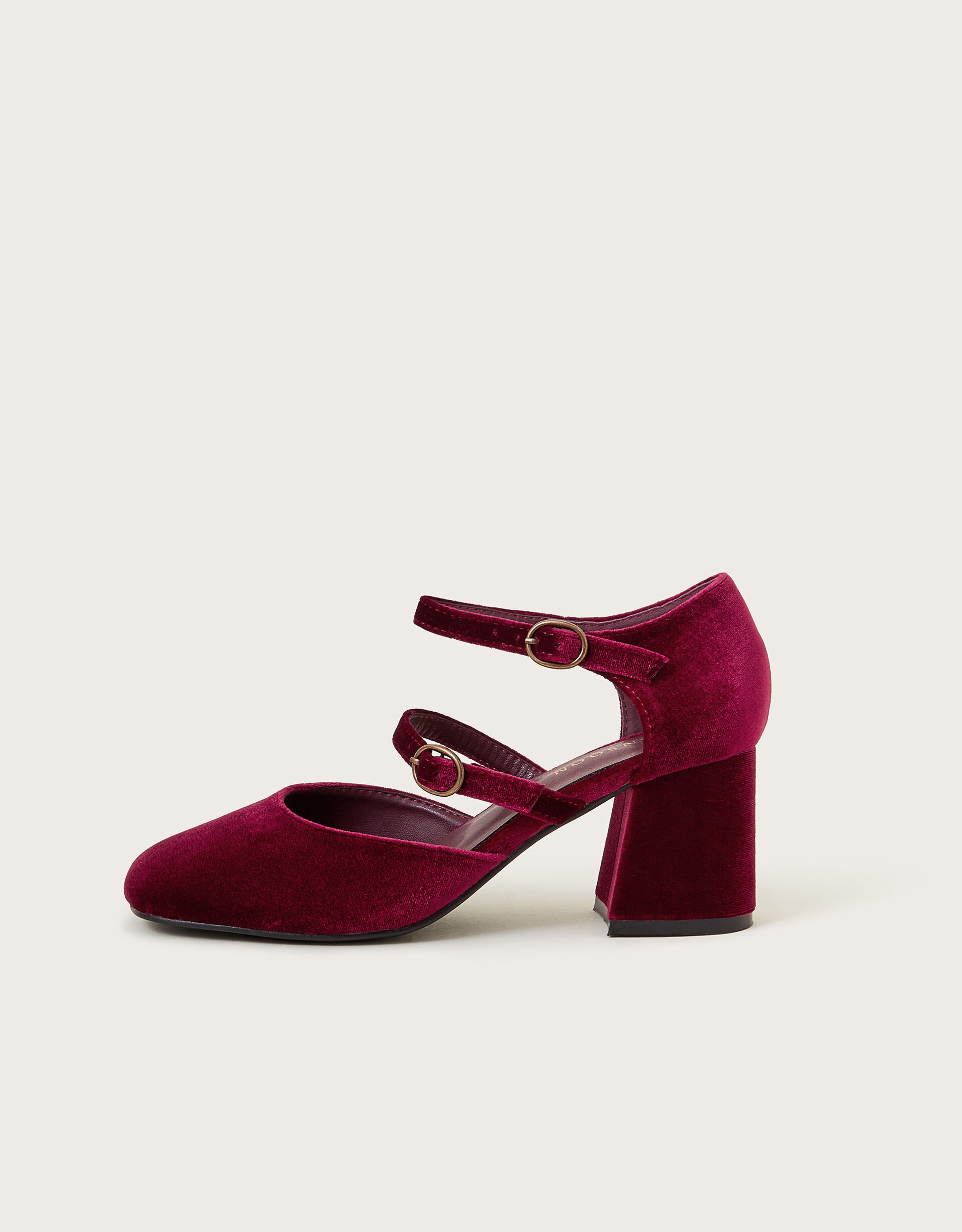 Ruth Velvet Mary Jane Heels Red Women s Shoes Monsoon US