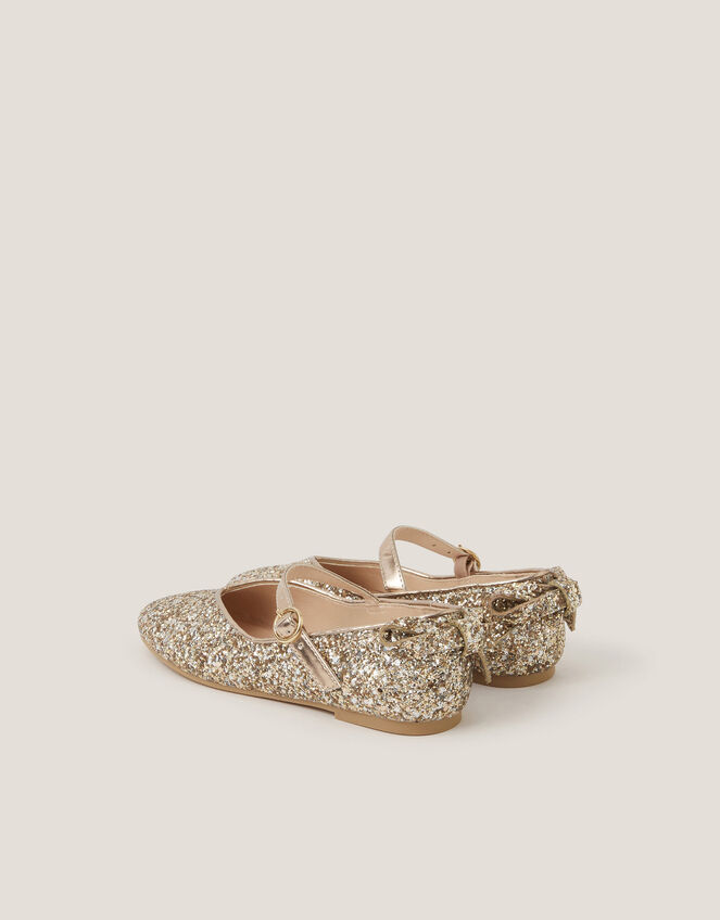 Glitter Back Bow Ballet Flats, Gold (ROSE GOLD), large
