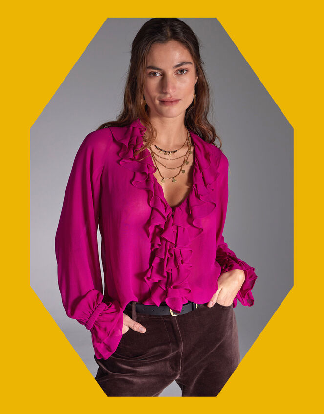 East Ruffle Blouse, Pink (PINK), large