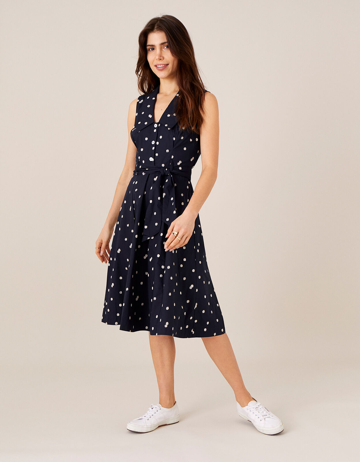 Marley Spot Print Poplin Dress Blue Day Dresses Monsoon Global