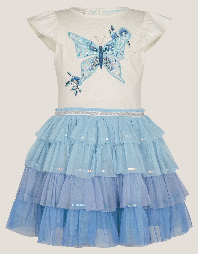 Butterfly Sequin Disco Dress, Blue (BLUE), large