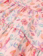 Floral Jacquard Ruffle Dress, Ivory (IVORY), large