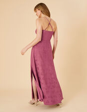 Annie Satin Jacquard Maxi Dress, Pink (ROSE), large