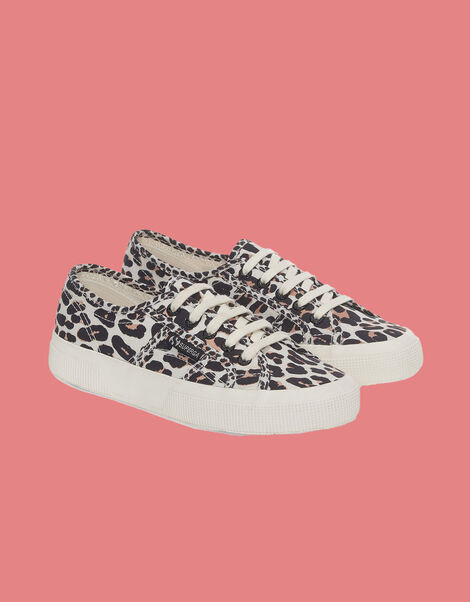 Superga Leopard Print Lace-Up Trainers, Multi (MULTI), large