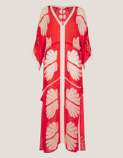 Nara Leaf Print Kaftan, Orange (RUST), large