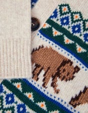 Bear Fair Isle Cardigan, Ivory (IVORY), large