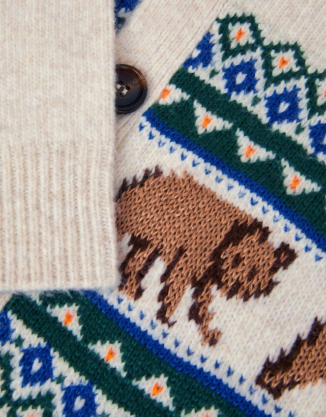 Bear Fair Isle Cardigan, Ivory (IVORY), large