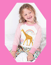 Frugi Giraffe Pyjama Set, White (WHITE), large