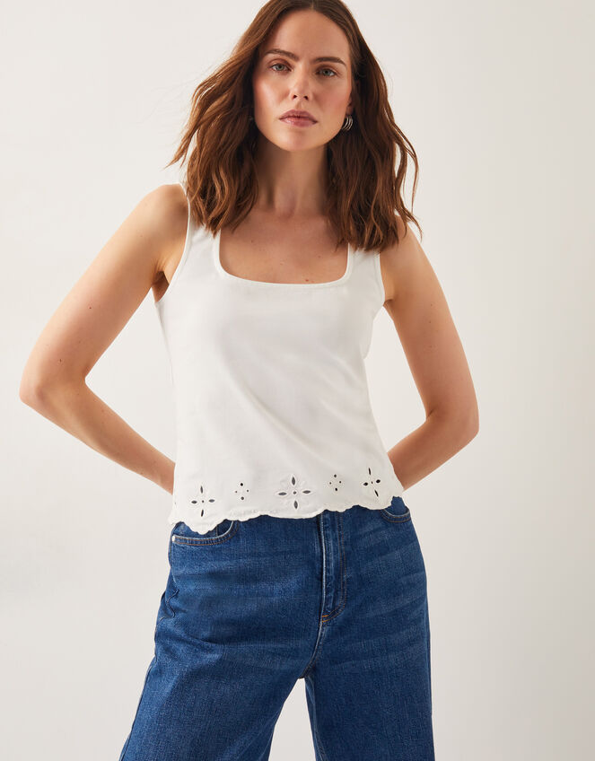 Cara Cutwork Cami Top, Ivory (IVORY), large