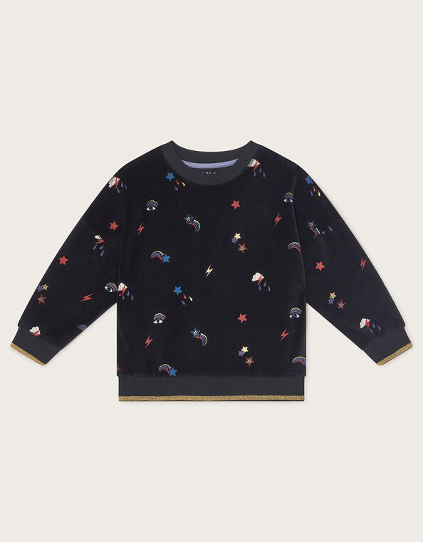 Cosmic Velour Sweater, Black (BLACK), large