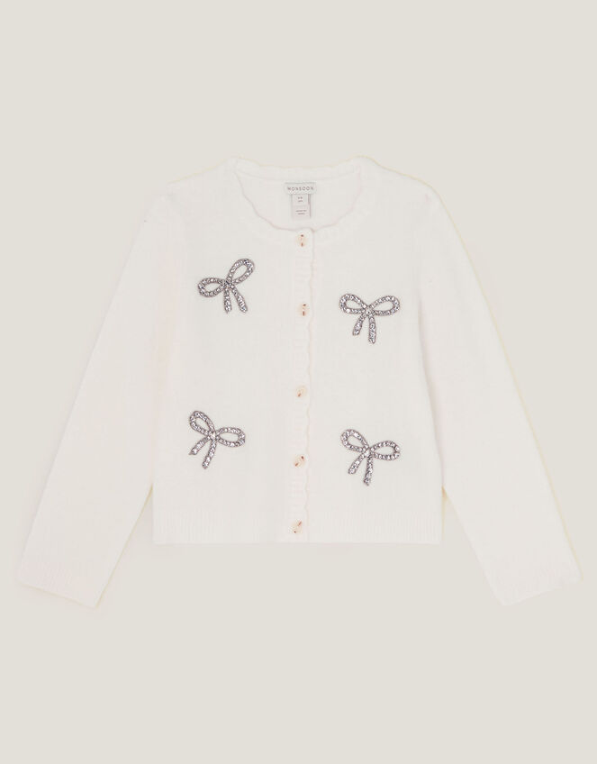 Bow Embellished Cardigan, Ivory (IVORY), large