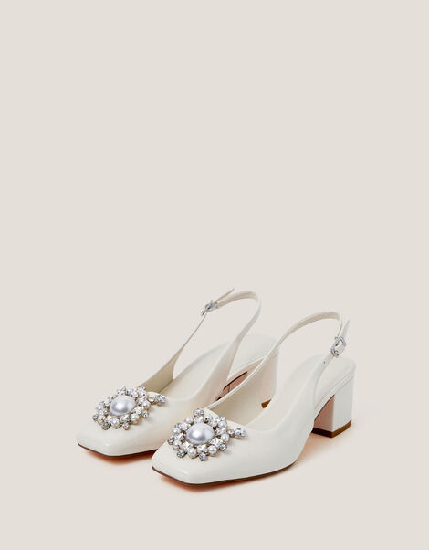 Wynn Pearl Slingback Heels, Ivory (IVORY), large