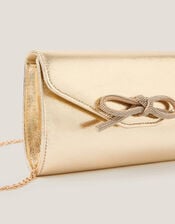 Sia Diamante Bow Clutch Bag, Gold (GOLD), large