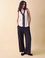 Clemence Gianna Jacquard Wide Leg Trousers, Black (BLACK), large